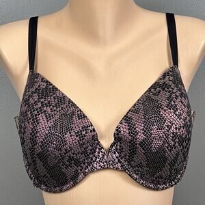 Victoria's Secret Lined Demi Bra Size 36DDD Metallic Snakeskin Smoothing 387000